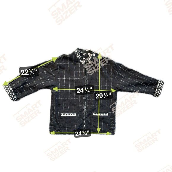 Sam Hilu Art to Wear‎ Jacket Reversible Tribal Button Up Women’s XL Black Cream - Picture 8 of 14